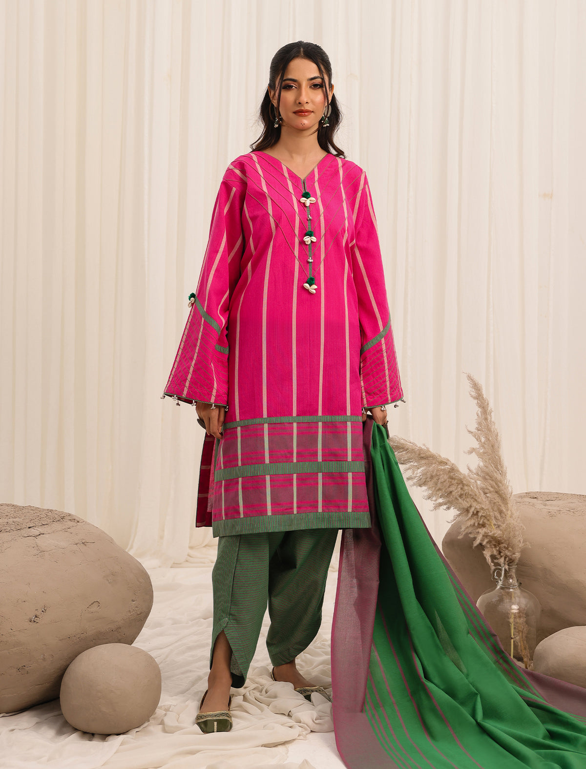 3 Pc Yarn Dyed Unstitched Suit