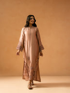 Tea Pink Kaftaan - hand-embroidered sheesha silk kaftan, front
