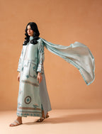 Ice Blue Kaftaan with flowing dupatta