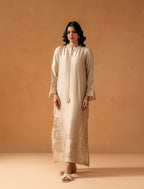 Ivory Kaftaan - hand-embroidered sheesha silk kaftan, front