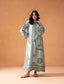 Ice Blue Kaftaan - hand-embroidered butter silk kaftan, front
