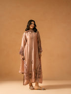Tea Pink Kaftaan styled with matching dupatta